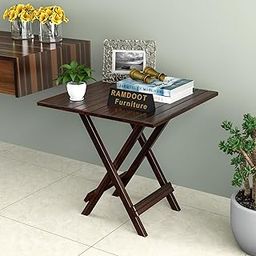 RAGHAV FURNITURE Wooden Foldable Dining Table | Outdoor Coffee Table | Square Patio Folding Tea Table | Portable End Table for Picnic, Balcony & Garden | 24-Inch Solid Wood Sheesham, Walnut Finish-6
