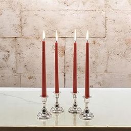 HOSLEY Pack of 4 Rustic Sandalwood Fragrance Taper Candles 10 Inch Long|Dinner Candles|Smokeless & Dripless|Celebration Candles|Long Burning|Perfect for Home Decor, Lighting|Burn Time 9 Hours| Brown-image-94