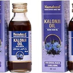 Hamdard Kalonji Oil for Healthy Skin & Hair|Strengthens Hair & Smoothness Skin-(Blackseed Oil)-50 ML-Pack of 2-12