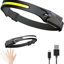 HYM LED Headlamp with Wave Sense Technology – XPE and COB LEDs, Inductive Switch, Battery Display for Hands-Free Lighting.-picture-23