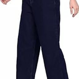 Women's Baggy Jeans, Loose Fit, Dark Blue, Plain-image-49