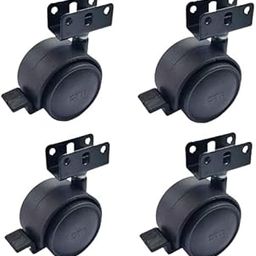 Caster Wheel 180Kg Weight Capacity 50mm for Furniture Black Twin Wheel Plywood Castor Plate with Lock/Stopper/Break Pack of 4 Pcs-28