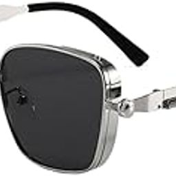 HEAVENGLOW Square Sunglasses for Men Decor Eyewear for Driving Outdoor Activities Party Silver and Gray Lens-image-3