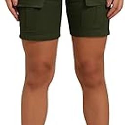 Women's High-Waisted Cargo Shorts, Light Grey, Stretch Fabric with Multiple Pockets-image-43