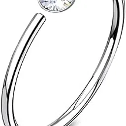 via mazzini 92.5-925 Sterling Silver 'Lustrosa' Clip-On No-Piercing Required Nose Ring For Women And Girls Pure Silver (NR05167) 1 Pc-picture-3