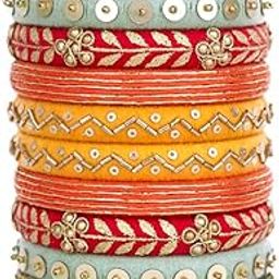 Kashyapi Multicolour cotton thread Bangles, Handcrafted Cotton Thread Bangle Set forWomen & Girls (12 Bangles)-image-31