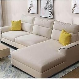 Casaliving Cotton Dash 4 Seater L Shape Sofa (Cream) Right Side Sofa Set-image-14