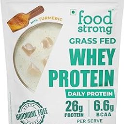 Foodstrong Whey Protein Powder (Concentrate + Isolate), 100% Hormone Free Grass-Fed Whey, 26G Protein & 6.6G BCAA, Unflavoured (Raw), With Turmeric & Digestive Enzymes, 1KG-14