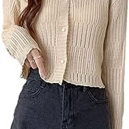Women's Knitted Ribbed Cardigan Long-Sleeve V-Neck Button-Up Shrug Jacket Top Dn85-image-69