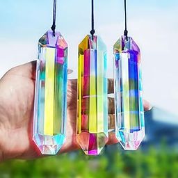 3 Pack 5" Large Crystal Suncatcher Prisms, AB Colored Sun Catcher Crystals Window Indoor Hanging Rainbow Maker Prisms for Home Garden Decor-image-37
