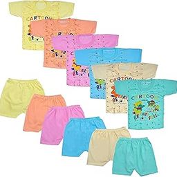 KIDS PARYANIS Baby Boy and Girl Dress Clothing Set Soft Hosiery Cotton T-Shirt and Shorts Set(Pack of 6) Multicolored | Size 0 Months Up to 6 Years (0-3 Months)-image-69