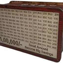 Attractive Craft Store Wooden Money Savings Box 1,00,000 Small Amount Tracker | MDF Piggy Bank with Goal Chart | Dark Brown-image-30