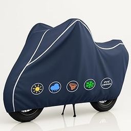 StormGuard PU Bike Cover Premium Waterproof, Dustproof & UV Protected Two-Wheeler Body Shield | Heavy-Duty, All-Weather Protection | Universal Fit for Motorcycles & Scooters(Blue & White PU)-picture-30