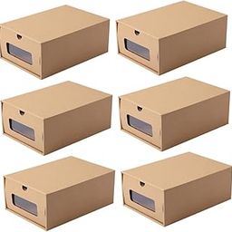 Drake Shoe Storage Boxes Cardboard Shoe Boxes with LidsShoe Organizer Containers Stackable Drawer Shoe Box Foldable Shoebox with Visible for Shoes File Dress or Toys Storage (6 PCS)-image-27