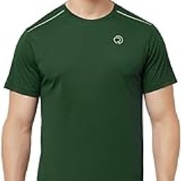 Mens Solid Half Sleeve Round Neck Sports T Shirt Polyester Fabric with Reflective Details for Gym Training Workout Running-image-84