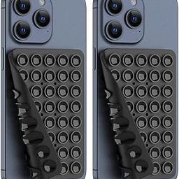 Double Sided Silicone Suction Phone Holder Mount, Silicon Phone Accessory for iPhone and Android, Hands-Free Mirror Shower Phone Holder (Black, 2 PIC)-12