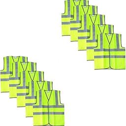 High Visibility Safety Jacket, Set of 10, Reflective Strips, Neon Green-picture-19