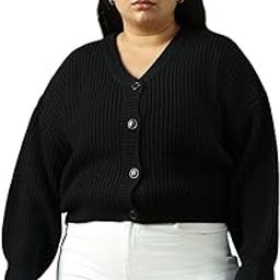 Freeform by High Star Women Knitted Acrylic Regular fit V Neck Long Sleeve Sweaters-image-2