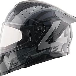 Vega Sonic Legend ISI and DOT Certified Gloss Finish Full Face Helmet for Men with Clear Visor and Spoiler-Black Grey-L-image-62