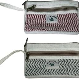 FIBERGOLD Hemp Coin Purse with Zipper Closure | Organic Hemp Wallet & Cotton Pouch | Bag for Makeup, Coins & Essentials Set of 2 pcs (Red and Grey)-image-67