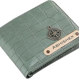 Customized Crocs Wallet For Men Personalized With Name Printed Leather | Customised Gifts |Personalised Mens Purse & Charm - Green-picture-9