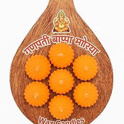 Ganpati Bappa Modak Wax Candles – Decorative Festival Diya Set of 7 | Scented Modak Shape Wax Diyas for Ganesh Chaturthi, Pooja, Home Decor, Gift Pack, Festival Lighting – Orange Color-image-3