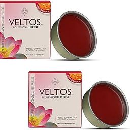 Veltos Professional Red Wine Facial Peel Off Katori Wax 80gm for Face, Upperlips, Eyebrows, Chin, Cheeks - Pack of 2-image-98