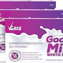 VCare Goat Milk Soap For Women & Men with Vitamin C Argan Oil for Deep Exfoliation and provides hydration | Sulfate & Paraben Free Bathing Soap Bar - 125 gms (Pack of 3)-64