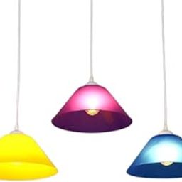 Myy Brand Modern Plastic Round Hanging Lamp/Light Shade For Stylish Home Décor (Plain Yellow (4)-image-28