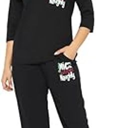 Women's Cotton Printed Top & Pyjama Set in Black-image-34