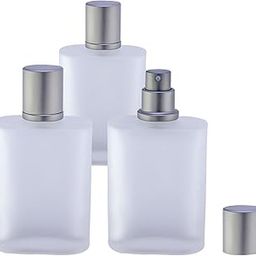 Hunky Dory 3pcs 100ml Superior Qaulity Frosted Empty Refillable Glass Bottle with Spray Pump and Cap for For DIY Perfume, Essential Oils, Blends, Rose Water, Costemic Use-45