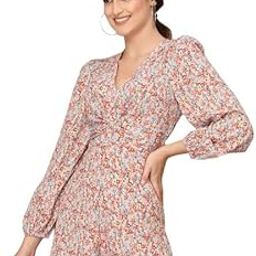 Playsuit for women Multi Color Front Knot Floral Printed Playsuit-37