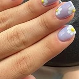 FWS:Artificial Nails Press On Nails FakeNails BridalNails DesignerNails: Glossy Lavender With Floral/Shape Square (Set of 20 with nail glue, nail file, cuticle pusher, cleaning wipe)-16