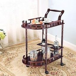 SWANKY Wooden Bar Serving Cart Trolley MDF Wooden Double-Layer Movable Tables Wheels Kitchen cart with Wheels-picture-20