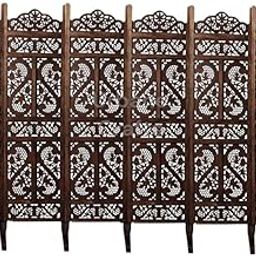Urbane Crafts Wooden Room Partition/Screen/Room Divider/Room Separator Traditional Handicrafts 6Ft (Dark Brown) (6 Panel with Stands)-image-43