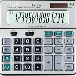 Flair FC-450 Desktop Series Basic Calculator | 14 Digits Calculator | Special Keys with Key Guard | Best Key Layout | Dual Power with Solar | Auto Replay | 99 Steps Check & Correct | Grey, Pack of 1-image-23