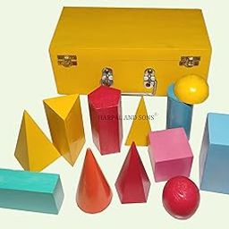 Harpal Sons Wooden Geometrical Solid Shapes (Colourful) 12 Shapes with Wooden Box-picture-31
