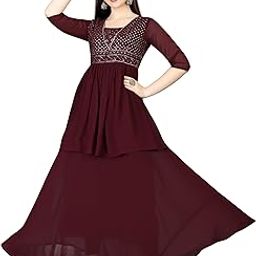 Women's Long Gown for Women Georgette Sequence Embroidery Gown Straight Gown Women Readymade Gown-image-19