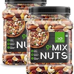 GreenFinity Ultimate Healthy Nutmix Jar Pack - 1kg (2 x 500g) | Premium Blend of Dried Almonds, Cashews, Black & Green Raisins, Cranberries & More | Nutrient-Rich Snack for Wellness.-image-50