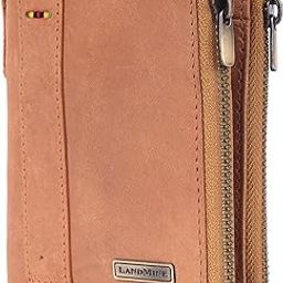 Trendy, Casual Genuine Leather Double Zipper Wallet for Men RFID Wallet (7 Card Slots) (Multicolor) (Tan)-image-10