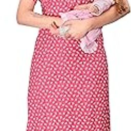 Cotton Feeding Nighty in Mix Cotton with 2 Side Zips for Baby Feeding Purpose & Neck Buttons for Comfortable Wearing Mix Cotton Feeding Nighty with Zip,Maternity Nighty for Women Pack of 1-image-75