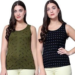 Women's Super Combed Cotton Rib Fabric Slim Fit Tank Top-Pack of 2-image-93