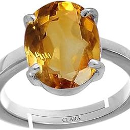 Citrine Sunehla 4.8cts or 5.25ratti Silver Adjustable Ring for Women-image-3