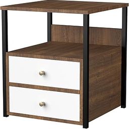 Decor & More Bedside Table with 2 Drawers | Wooden Nightstand for Bedroom with Smooth Sliding Drawers & Open Storage Shelf | Space-Saving Side Table for Living Room-7