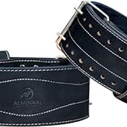 Alminaal 10 MM Leather Gym Belt for Men - Workout Weight Lifting Adjustable Lever Belt for Exercise, Deadlift, Back Support - Comfortable & Durable Powerlifting (Large, Black)-image-60