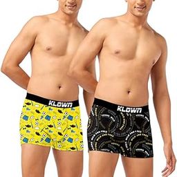 Pack of 2 Printed Trunk for Men | Cotton Blend | Soft & Stretchable | Stylish Men's Underwear | Comfortable Fit | Assorted Prints | Innerwear for Men |Black-Yellow-image-93