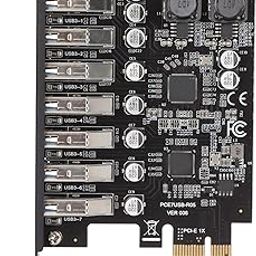 Estink 7 Port PCIe Expansion Card, USB 3.2 Gen1, 5Gbps, 7 External Ports, Compatible with Win XP, 7, 8, 10, 11, Linux, Model: Estinka7ggphx0fn-29