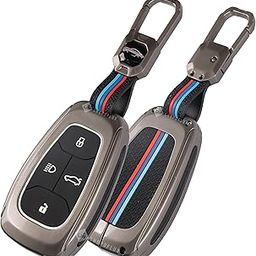 SHOPOFLUX Metal Key Cover Compatible with Tata Nexon | Harrier | Safari | Altroz | Tigor | EV | Punch | Tiago EV Electric 4 Button Smart Key Only (Black)-10