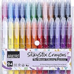 BRUSTRO SilkyStix Crayons - Set of 24 Crayon Set | Vibrant & Playful Colors, Eco-Friendly, Water Soluble,Ideal for Blendable Painting,Graffiti,Coloring, Doodling, Safe for Students, Professional, Kids-picture-25