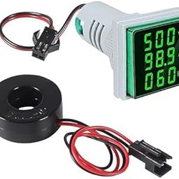 XYNO LED Digital AC Voltmeter, 60-500V, 0-100A, Panel Mount Signal Lights with Display, 3-Pack, Red/Yellow/Blue-image-71